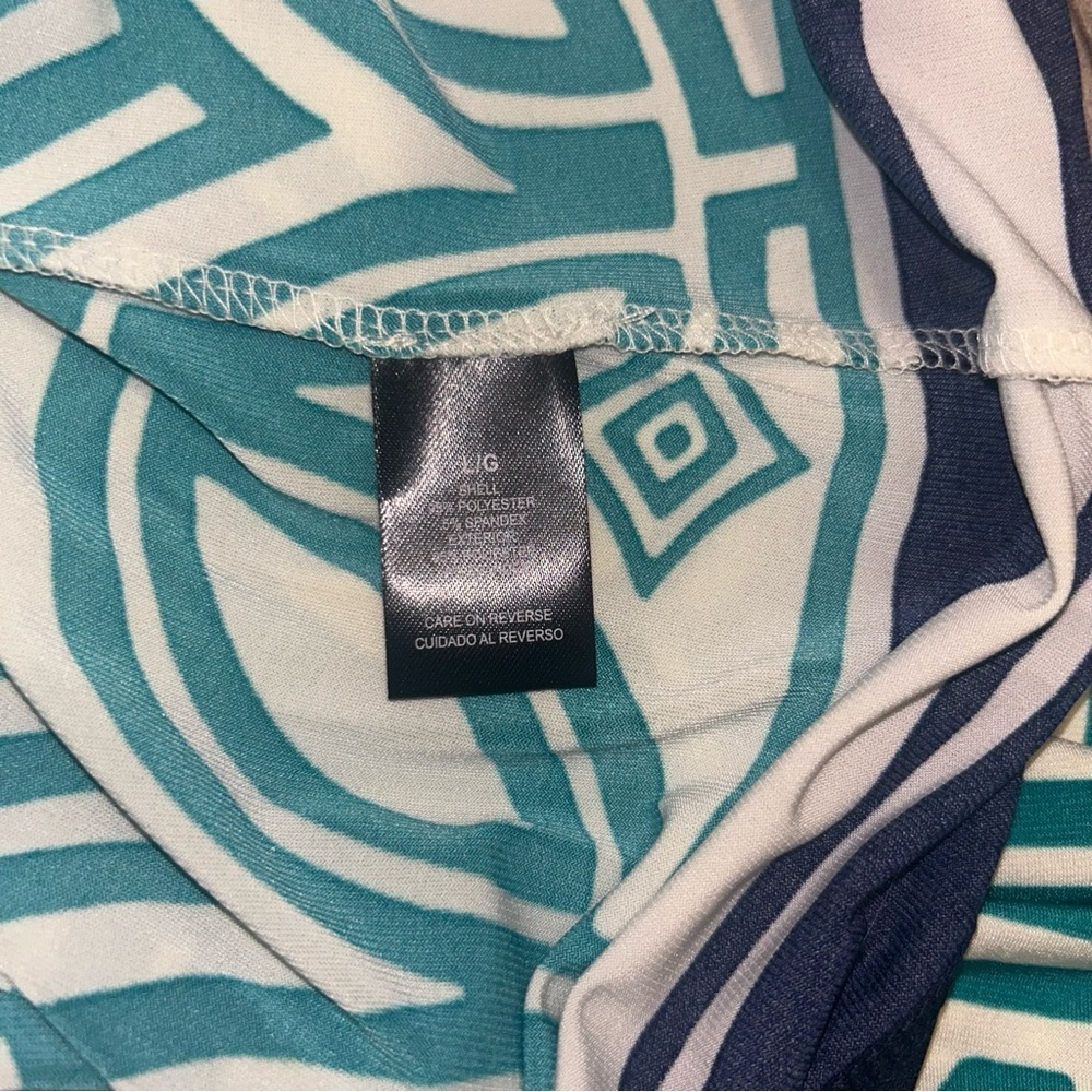 Jessica Howard Shift Geometric Patterned Dress Teal And Navy Women’s Large - Picture 6 of 6
